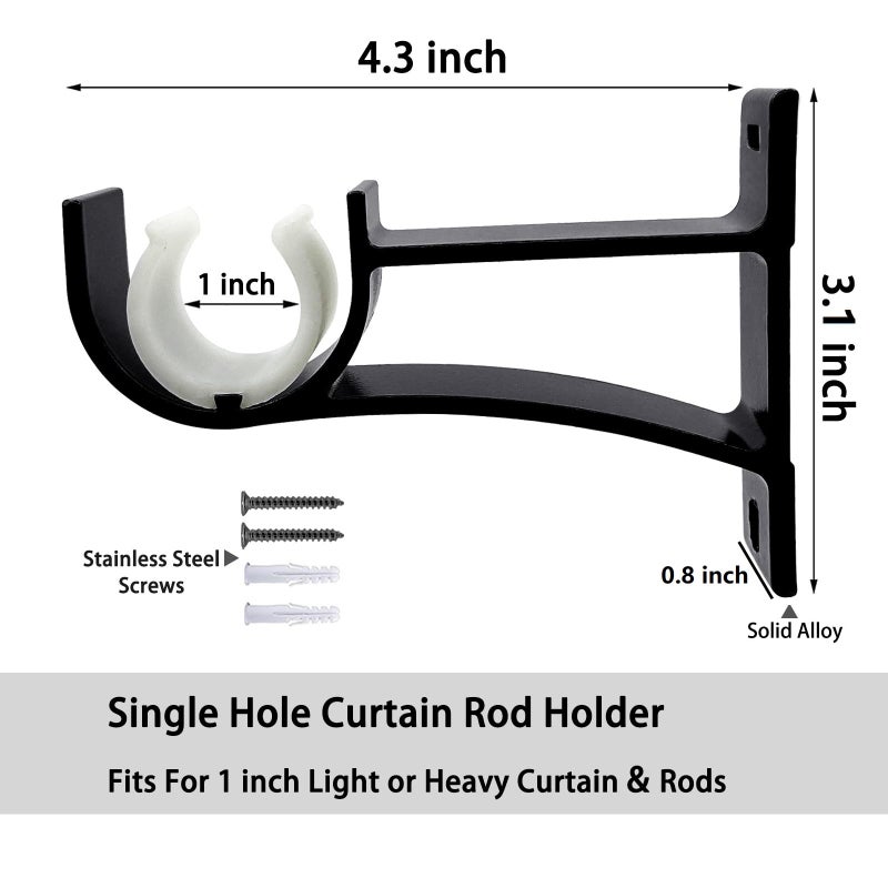 Gudui 3 Pack Curtain Rod Bracket, Heavy Duty Curtain Rod Holders Hooks Curtain Brackets Hangers Hardware for 1 to 1-1/5 Inch Drapes Rod - Image 3